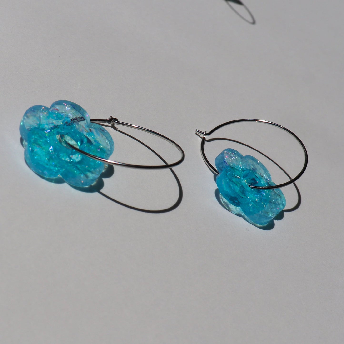 Sparkly Blue Hoop Flowers