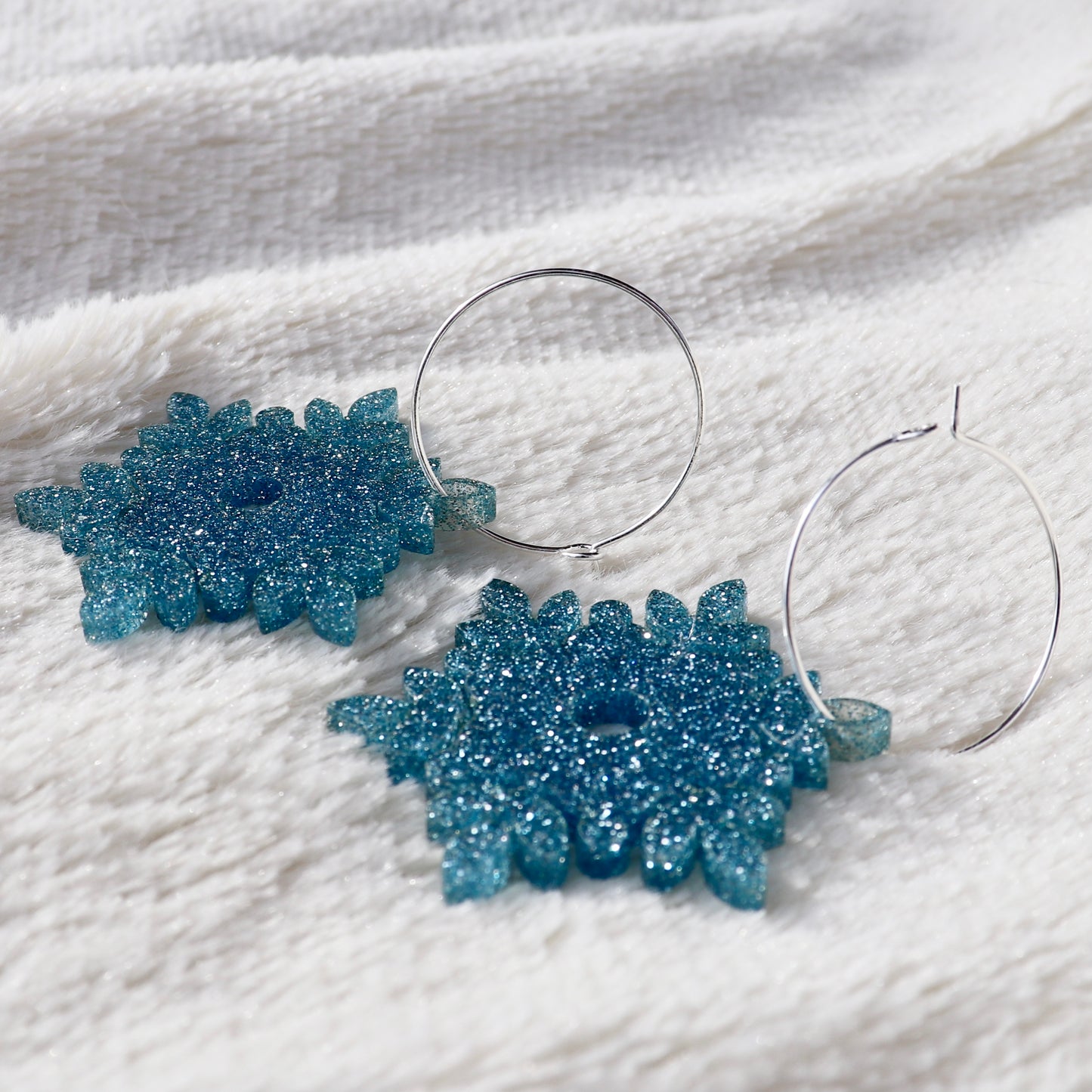 Sparkly Snowflake Hoops